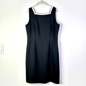 Kasper ASL Dress Women 12 Black White Midi Sleeveless Sheath Classic Preppy